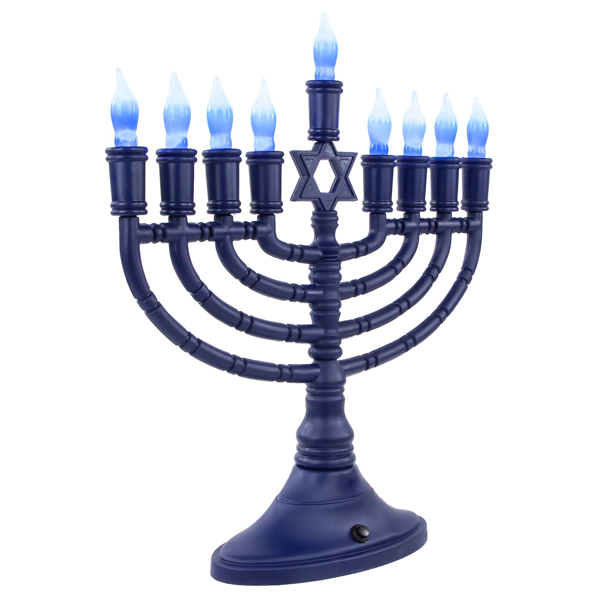 Alt View 1. Rite Lite - 15" Premium Blue Large LED Electric Menorah with Sequential Lighting - Blue.