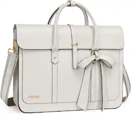 mosiso - Laptop Bag for Women 15-15.6 inch PU Leather Laptop Shoulder Bags Convertible Backpack Casual Handbag Work Computer Bag - Beige