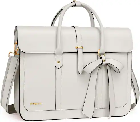 Front. mosiso - Laptop Bag for Women 13-14 inch PU Leather Laptop Shoulder Bags Convertible Backpack Casual Handbag Work Computer Bag - Beige.