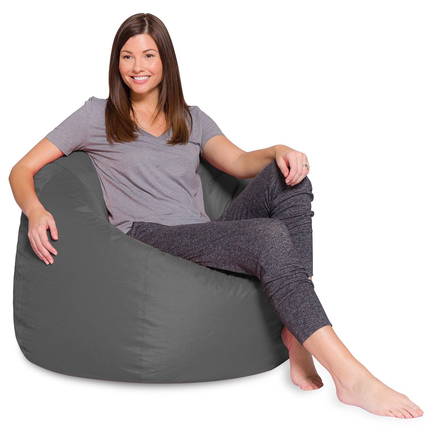 JETRANSPORT - Bean Bag Chair For Teens And Adults Includes Removable Machine Washable Cover 27in - Medium Canvas - Heather Gray 48in X-Large