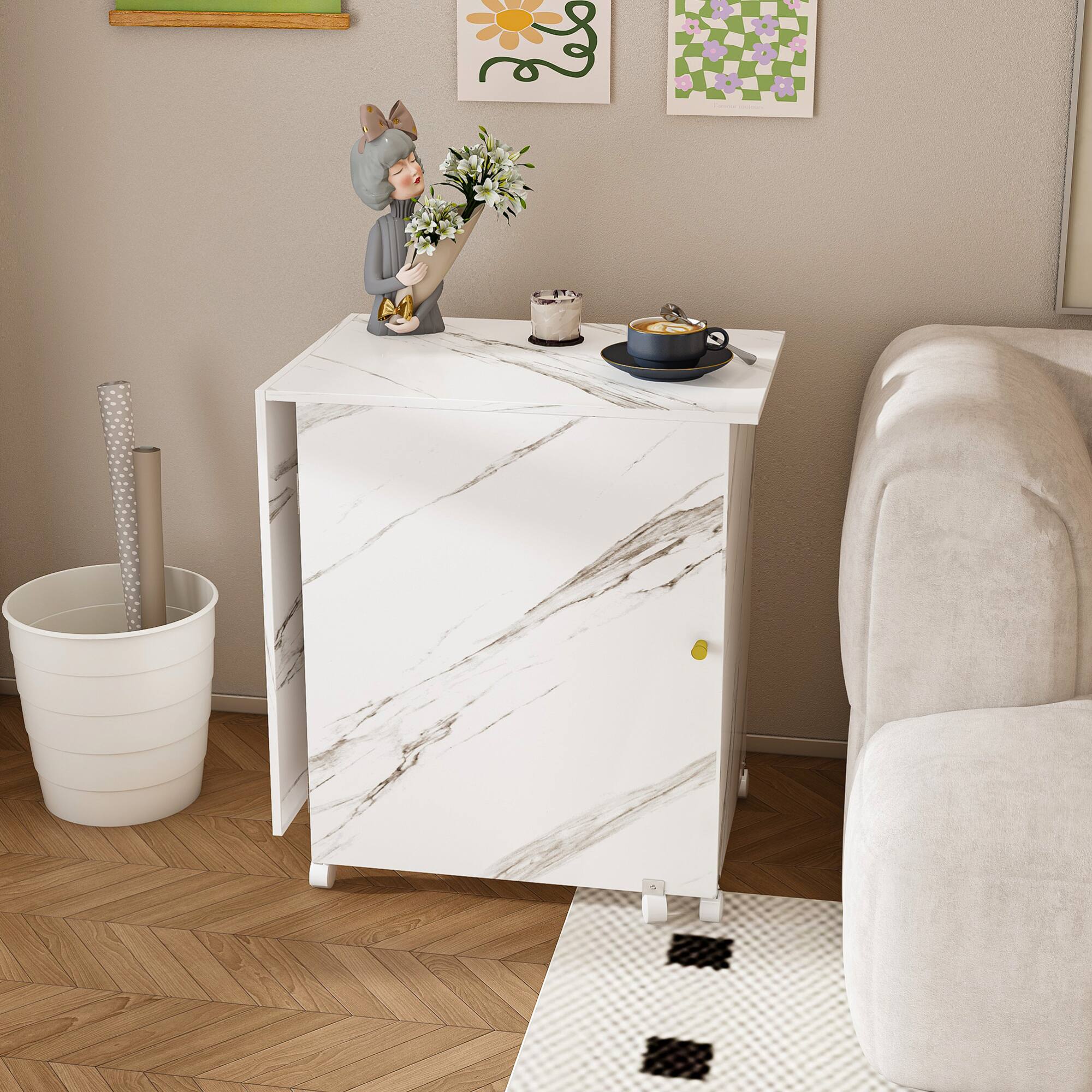 Back. GOODSILO - Versatile 4-in-1 Folding Craft Station with Wheels – Multi-Functional Worktable for Sewing, Storage, and Display - White.