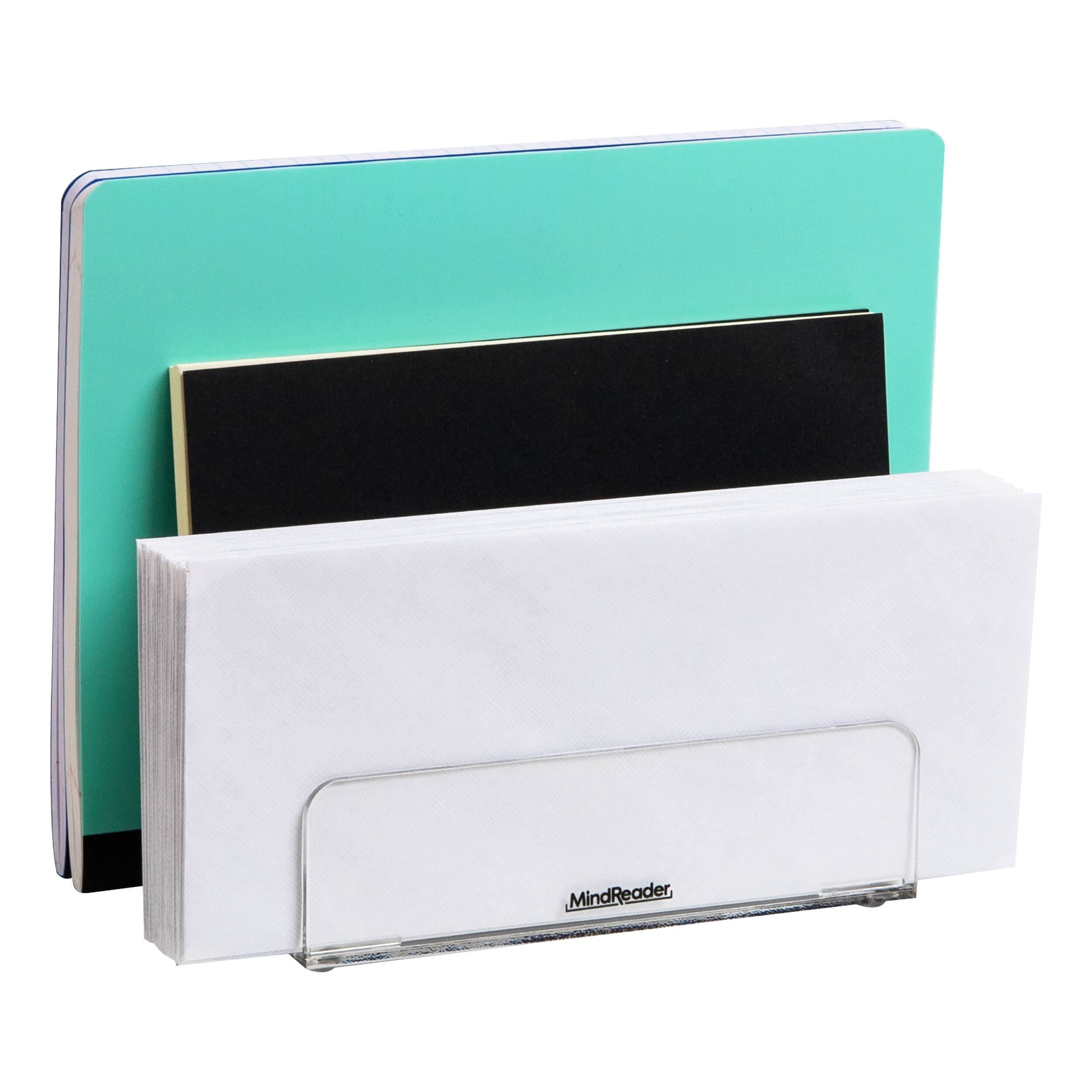 Alt View 3. Mind Reader - 3-Tier Mail Sorter, Desktop Organizer, Mail Organizer, Modern, Office, Acrylic - Clear.