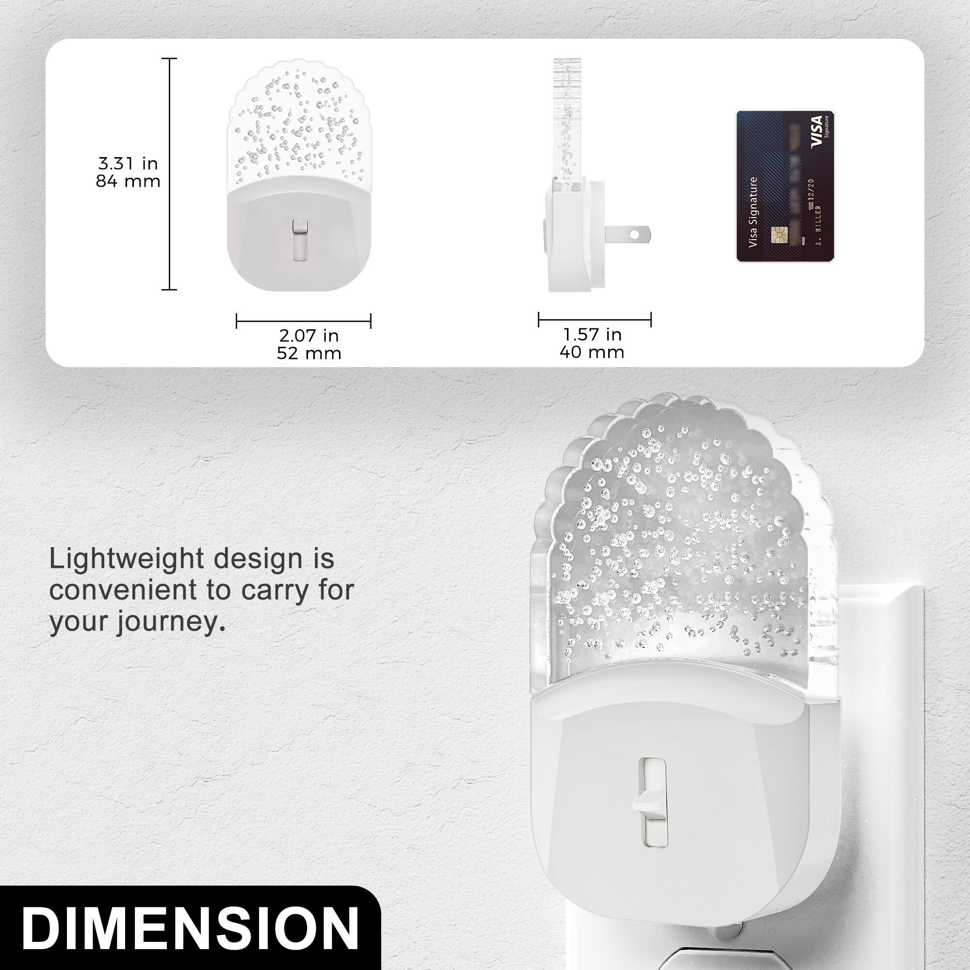 3.31 in 84 mm  
2.07 in 52 mm  
1.57 in 40 mm  

Lightweight design is convenient to carry for your journey.  

DIMENSION