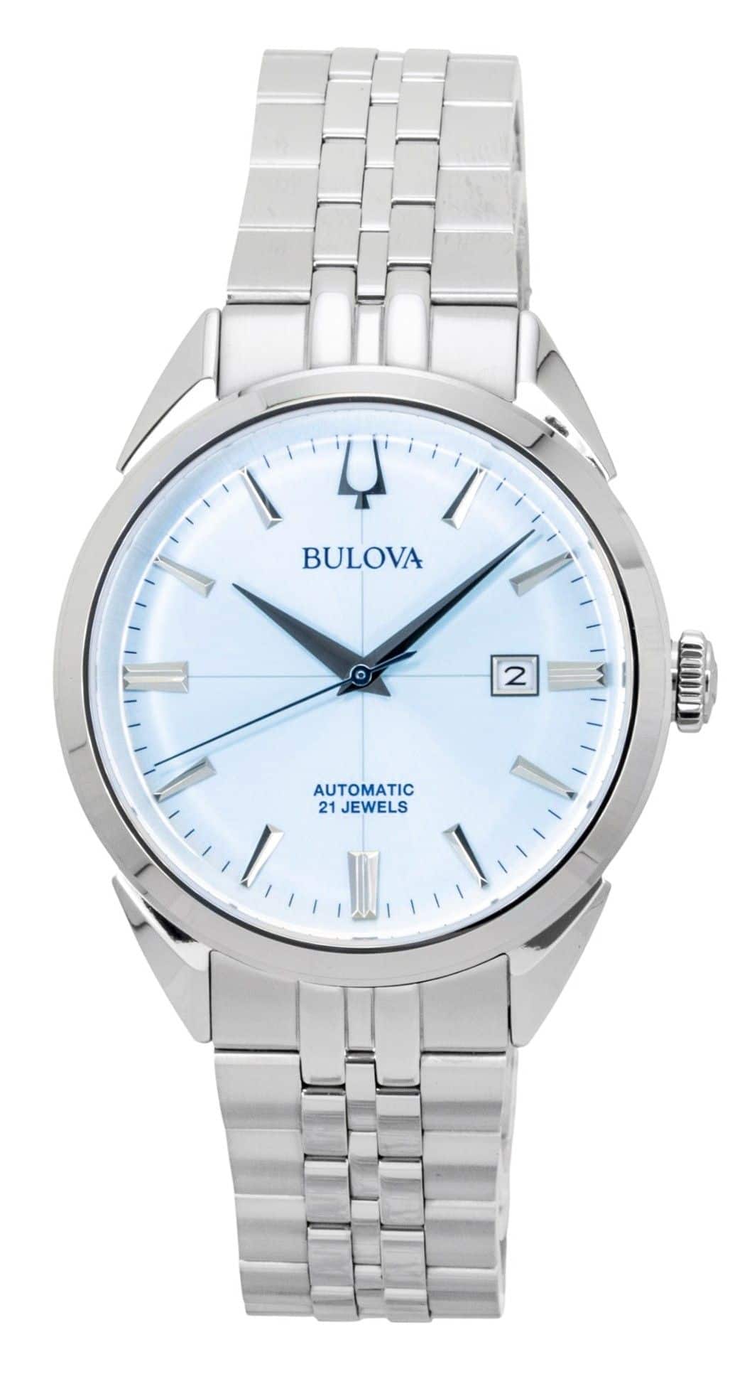Bulova - Sutton Stainless Steel Dial Automatic 96B423 Mens Watch - Ice Blue
