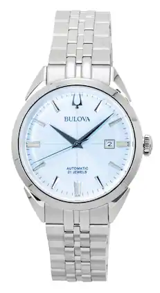 Bulova - Sutton Stainless Steel Dial Automatic 96B423 Mens Watch - Ice Blue