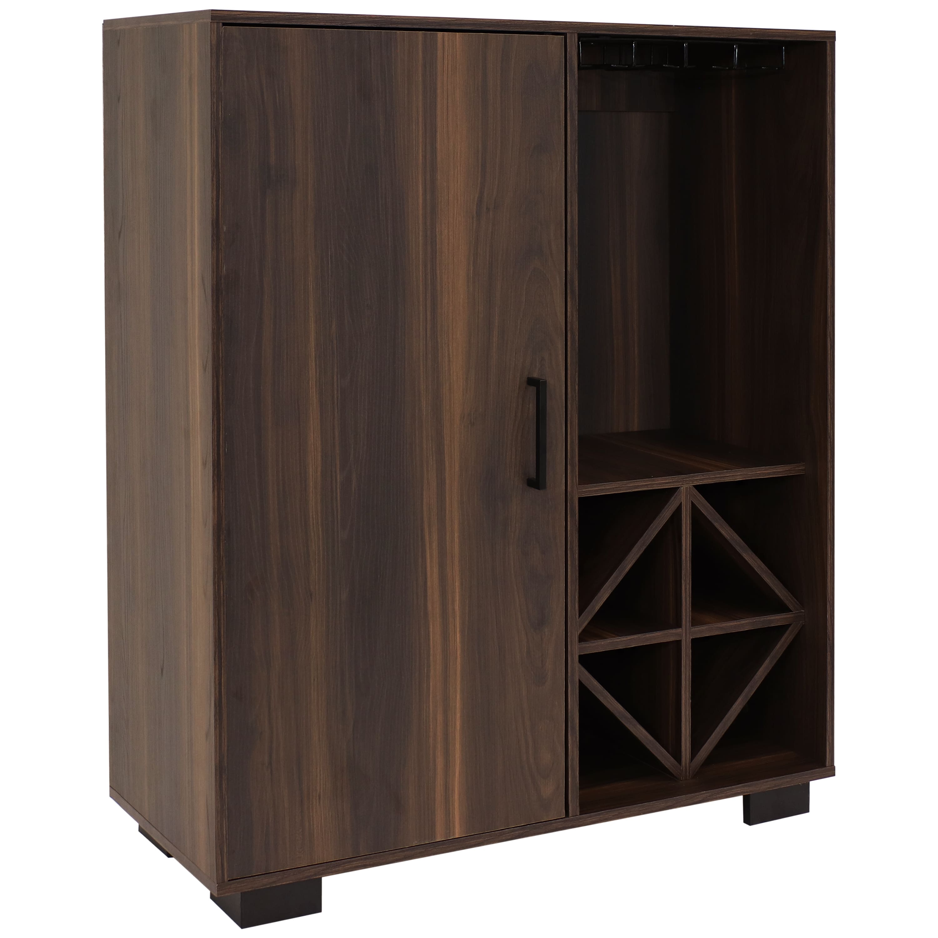 Sunnydaze - Lavina Wine Cabinet with Glass and Bottle Storage Shelves - Brown
