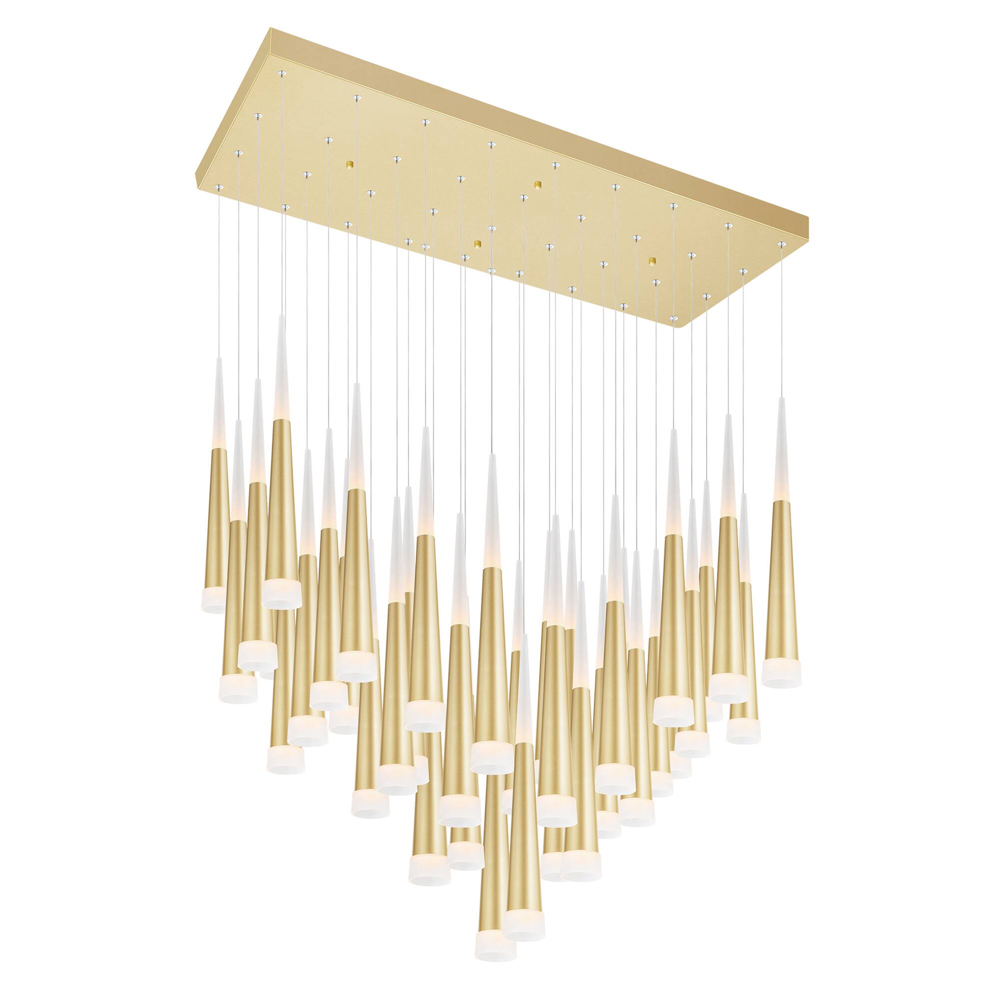 Front. CWI Lighting - Andes LED Multi Light Pendant With Satin Gold Finish - Satin Gold.