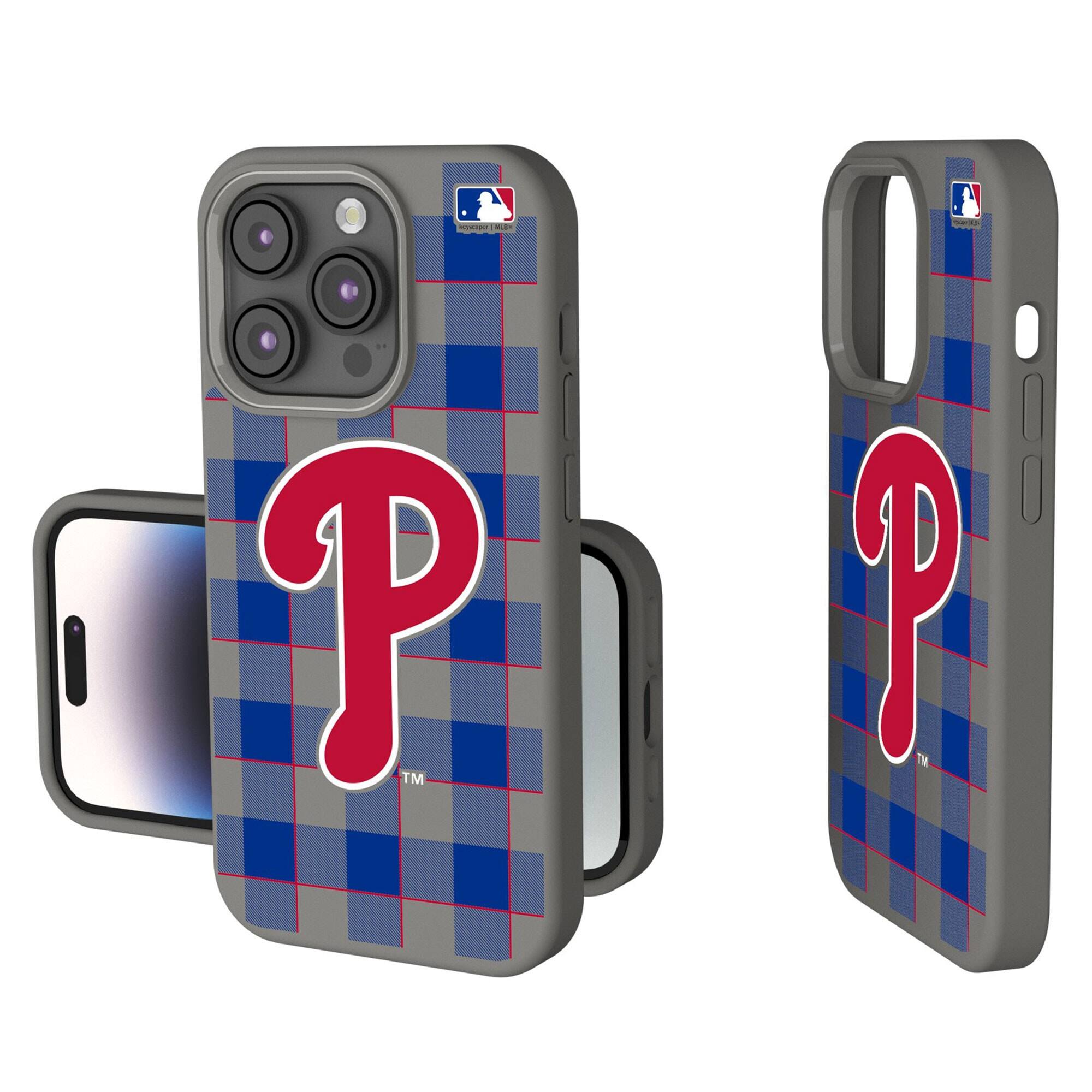 Front. Keyscaper - Plaid Soft Touch iPhone Case - 15 Plus - Gray.