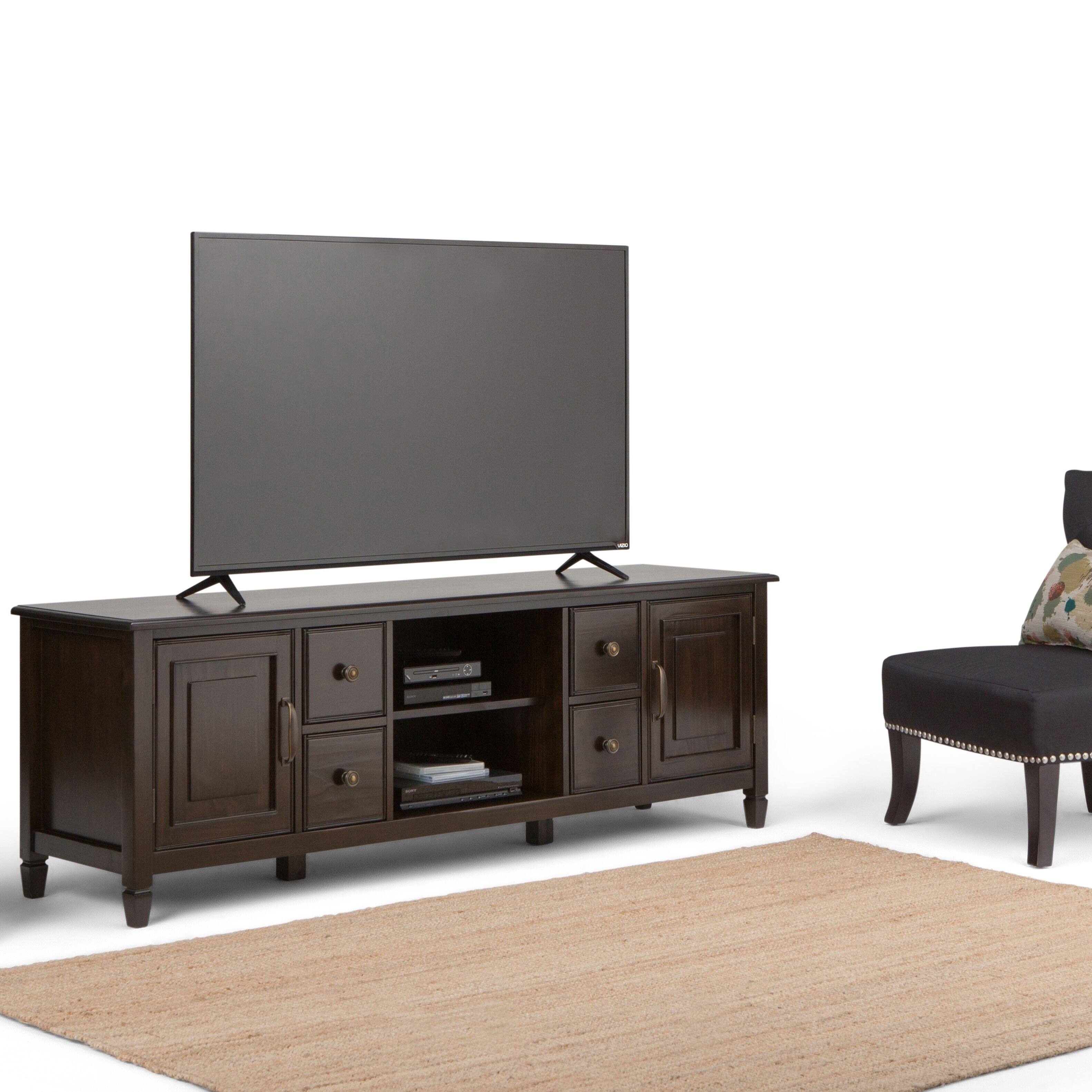 Angle. Simpli Home - Connaught SOLID WOOD 72 inch Wide Traditional TV Media Stand in Dark Chestnut Brown For TVs up to 80 inches - Dark Chestnut Brown.