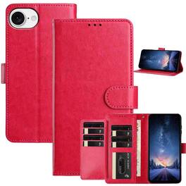 Dteck - Wallet Folio Case for Apple iPhone 16e/17e, Shockproof Magnetic PU Leather Flip Card Slots Stand Case - Rose