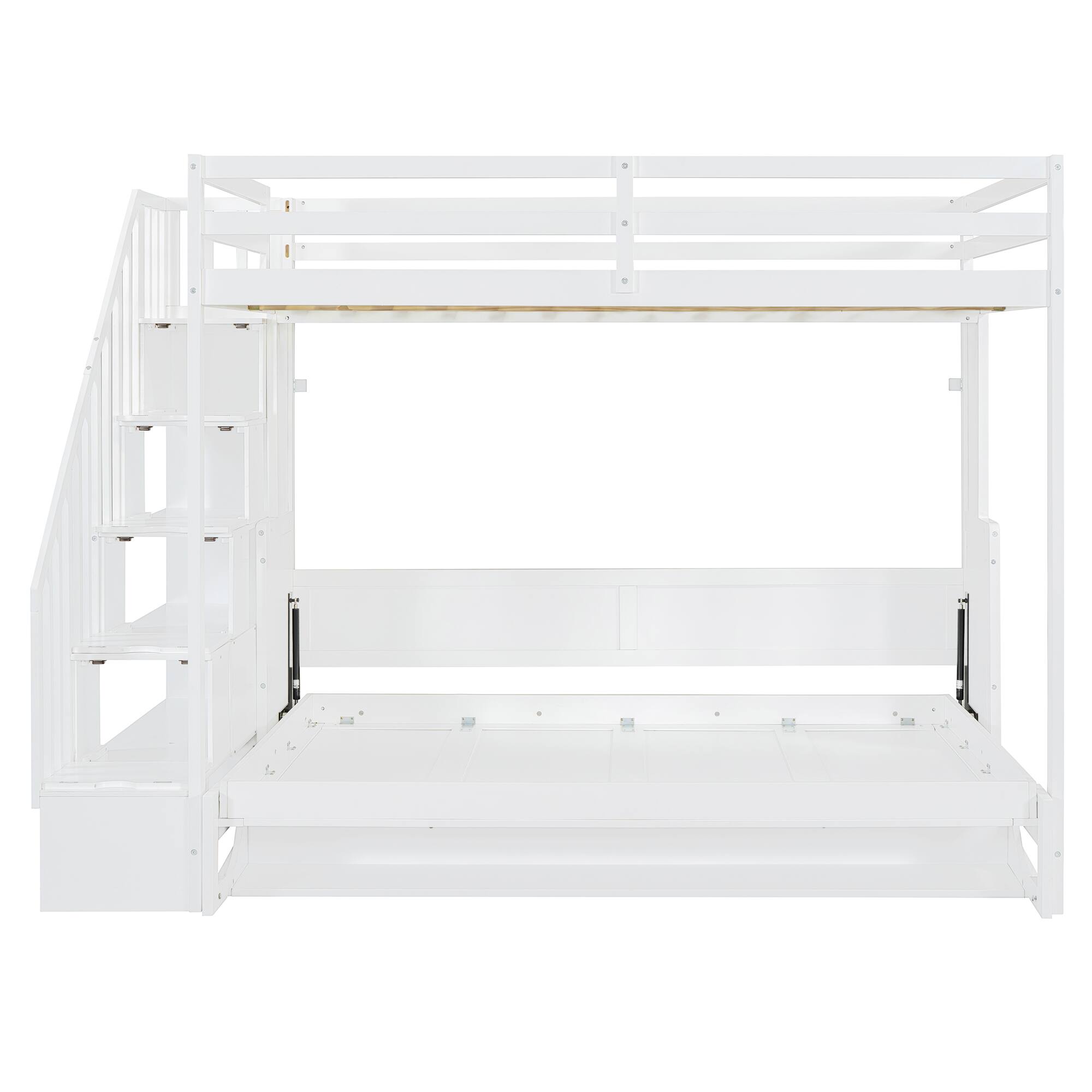 Alt View 1. Tiramisubest - Full Over Full Murphy Bed with Hydraulic Lift, Desk & Storage, White - Space - Saving Multifunctional - White.