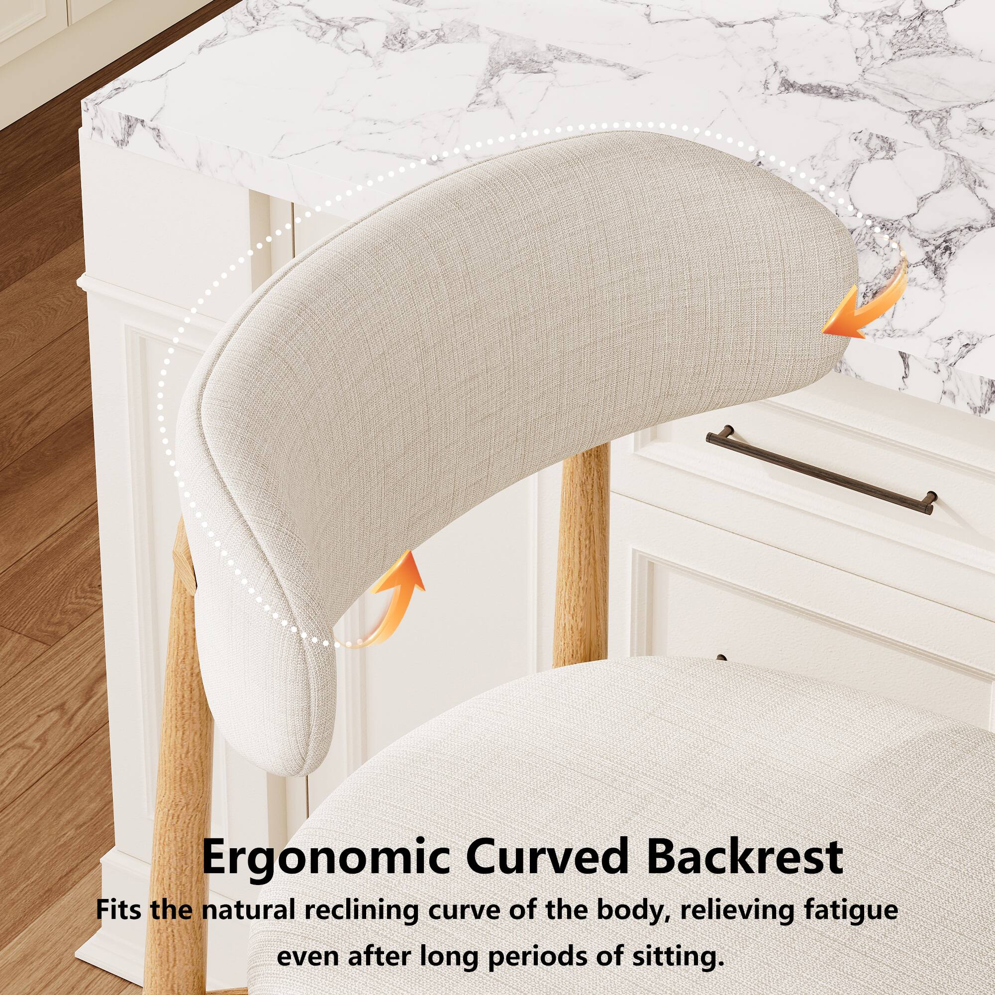Ergonomic Curved Backrest

Fits the natural reclining curve of the body, relieving fatigue even after long periods of sitting.