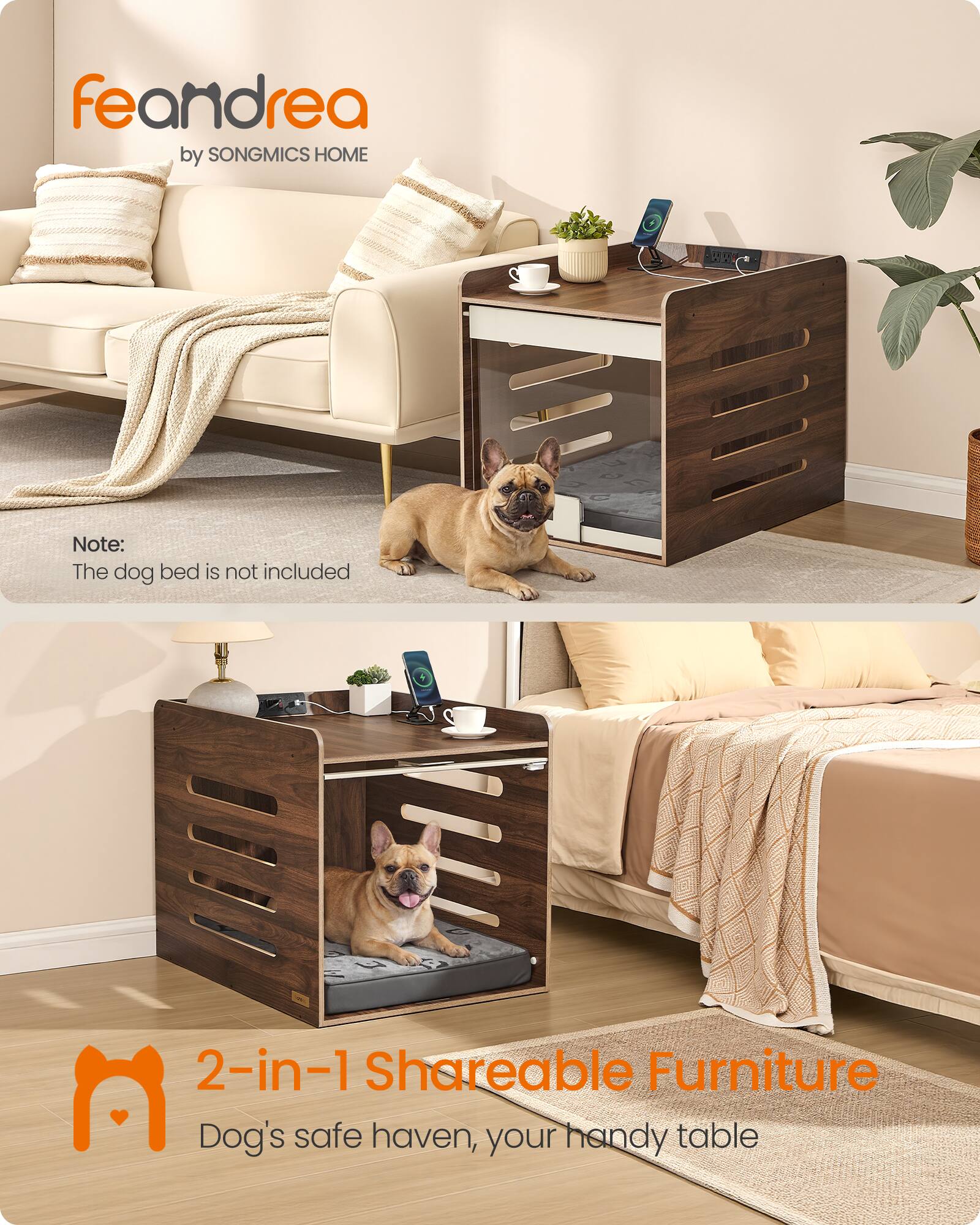 feandrea by SONGMICS HOME

Note: The dog bed is not included

2-in-1 Shareable Furniture
Dog's safe haven, your handy table