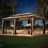 Front. U-HOMY - Aluminum Double-Roof Gazebo with Polycarbonate Roof, Sliding Curtains and Mesh Screens for Outdoor Patio & Backyard - 12'x20'.