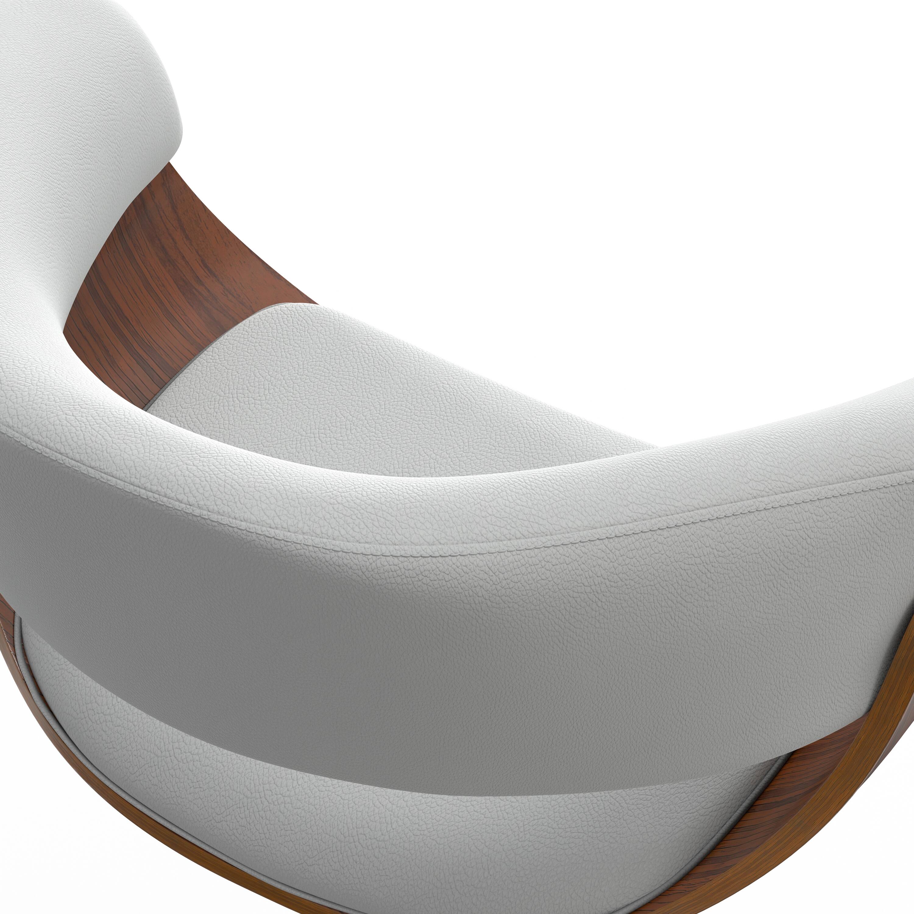 Alt View 4. Simpli Home - Sheldon Mid Century Modern 34 inch Adjustable Swivel Bar Stool in White Vegan Faux Leather - White.