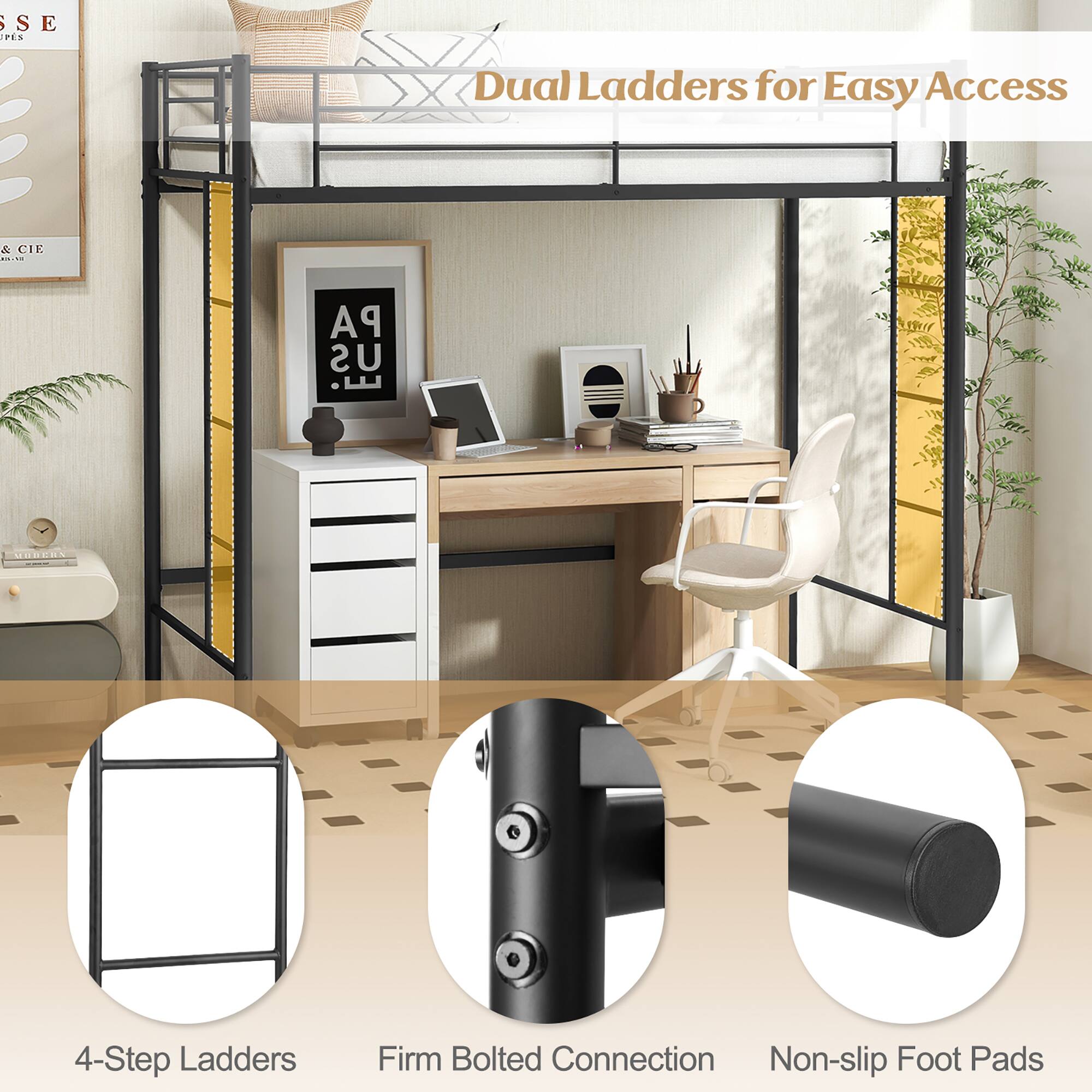 S SE S E PER Dual Ladders for Easy Access & CIE BN PA US  MUHERS 4-Step Ladders Firm Bolted Connection Non-slip Foot Pads