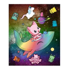 Tentacle Kitty - Tentacke Kitty Space 60 x 70 Inch Throw Blanket - Multi-Colored
