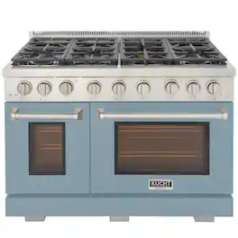 Kucht - 48 in. 6.7 cu. ft. Propane Gas Range Two Ovens - One Convection - in Light Blue with True Simmer Burners - Light Blue