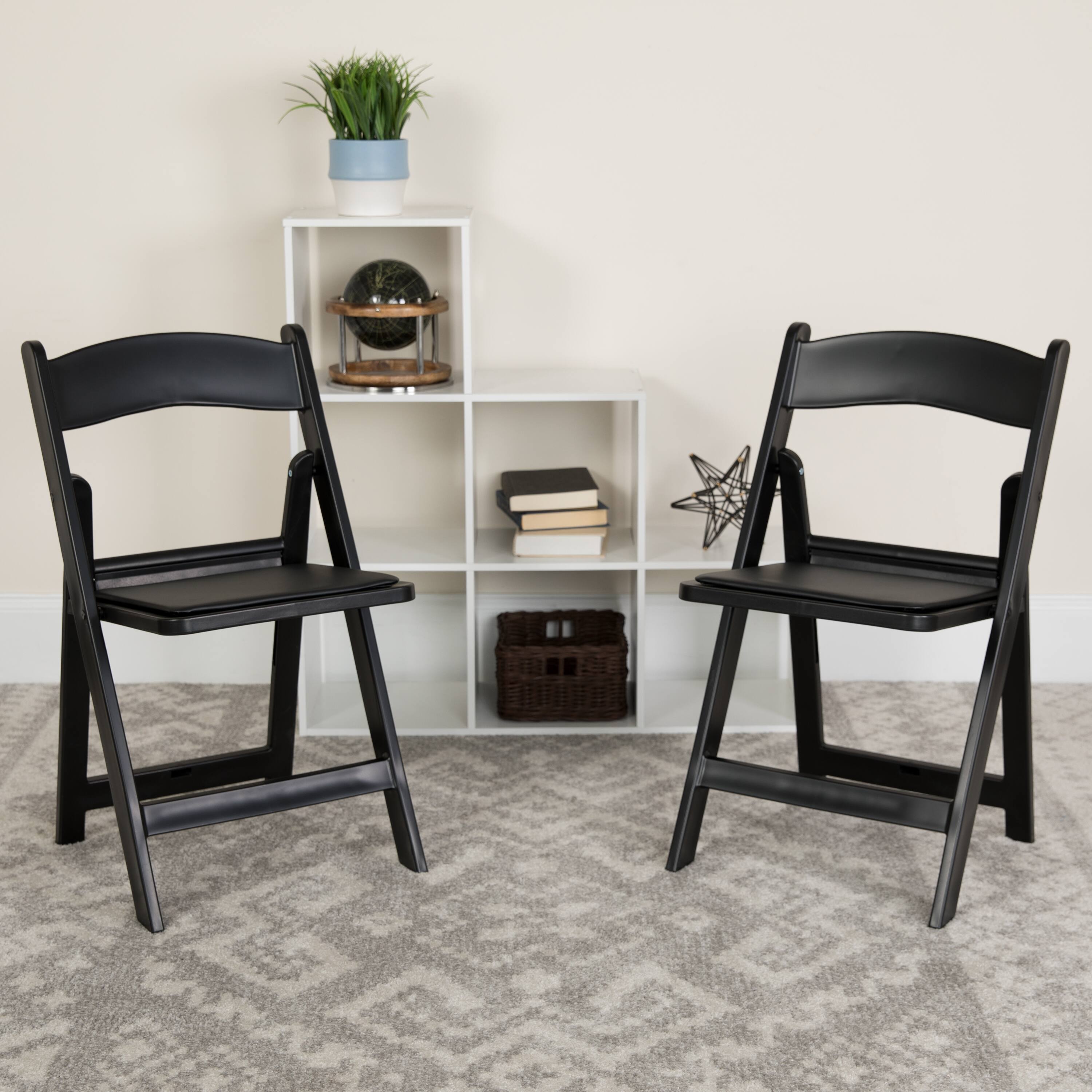 Alt View 2. Emma + Oliver - Folding Chair - Resin– 2 Pack 800LB Weight Capacity Event Chair - Black.