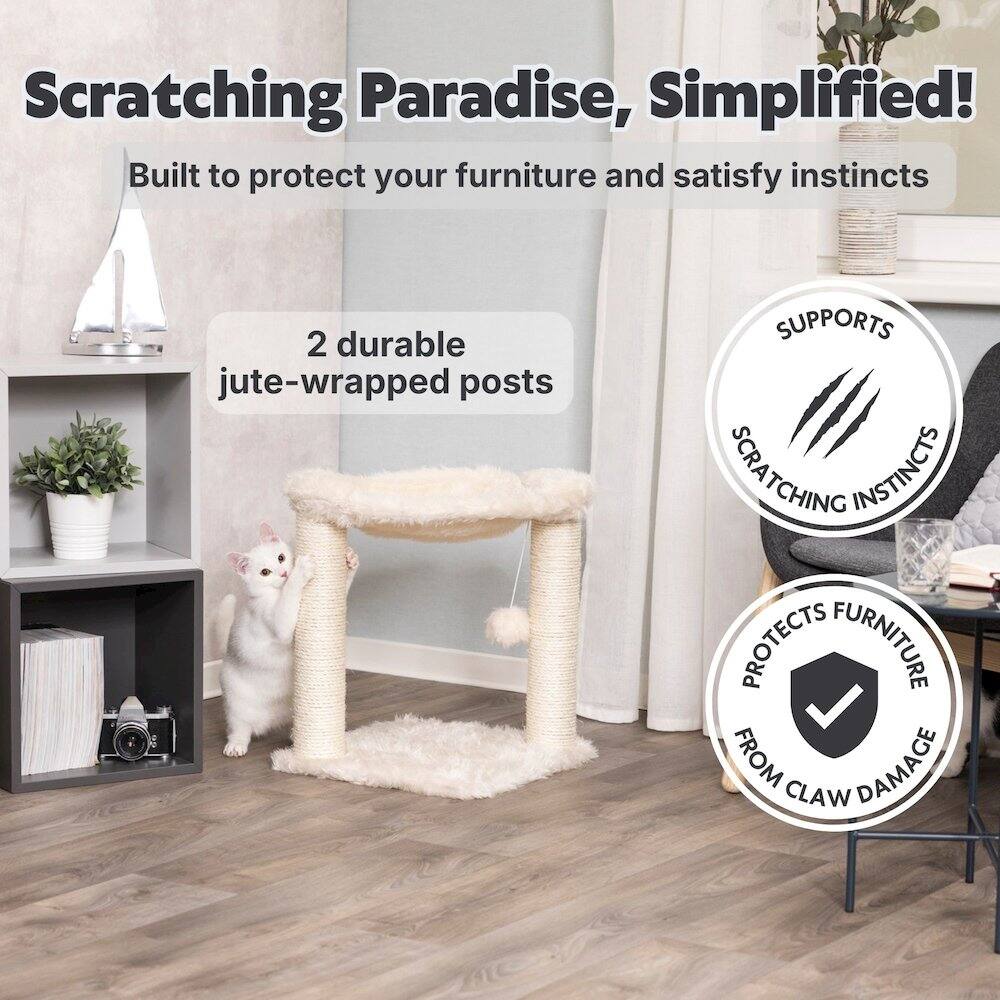 Scratching Paradise, Simplified!  
Built to protect your furniture and satisfy instincts  

2 durable jute-wrapped posts  

SUPPORTS SCRATCHING INSTINCTS  
PROTECTS FURNITURE FROM CLAW DAMAGE