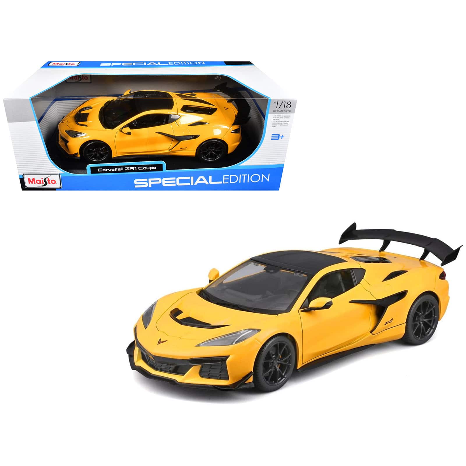 "Chevrolet Corvette ZR1 Coupe Yellow with Carbon Top ""Special Edition"" Series 1/18 Diecast Model Car by Maisto" price history on PriceWatchPro