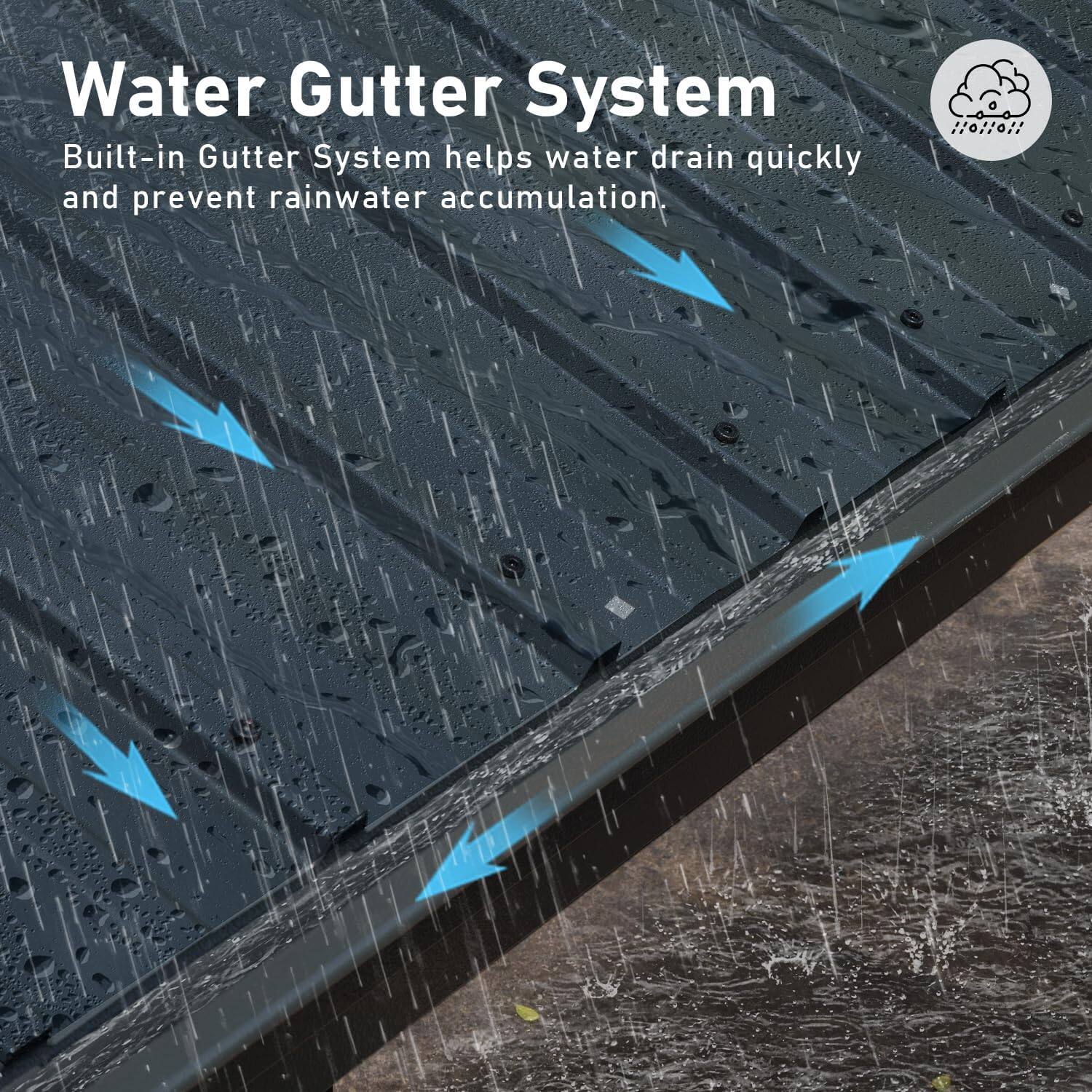 Water Gutter System

Built-in Gutter System helps water drain quickly and prevent rainwater accumulation.