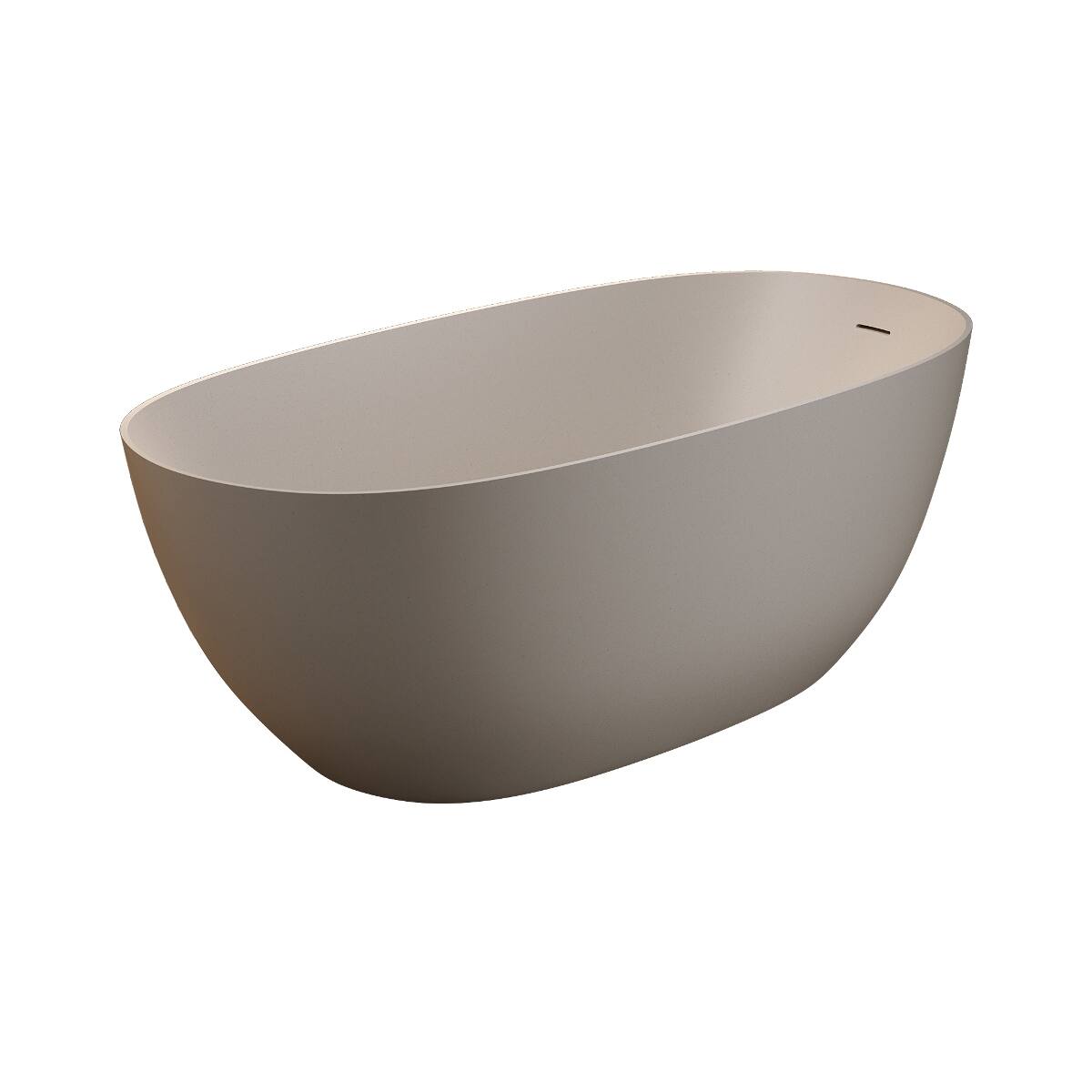Alt View 6. Loheer - Loheer 57 in Freestanding Soaking Bathtub in Beige Solid Surface with Overflow and Pop Up Drain - Beige.
