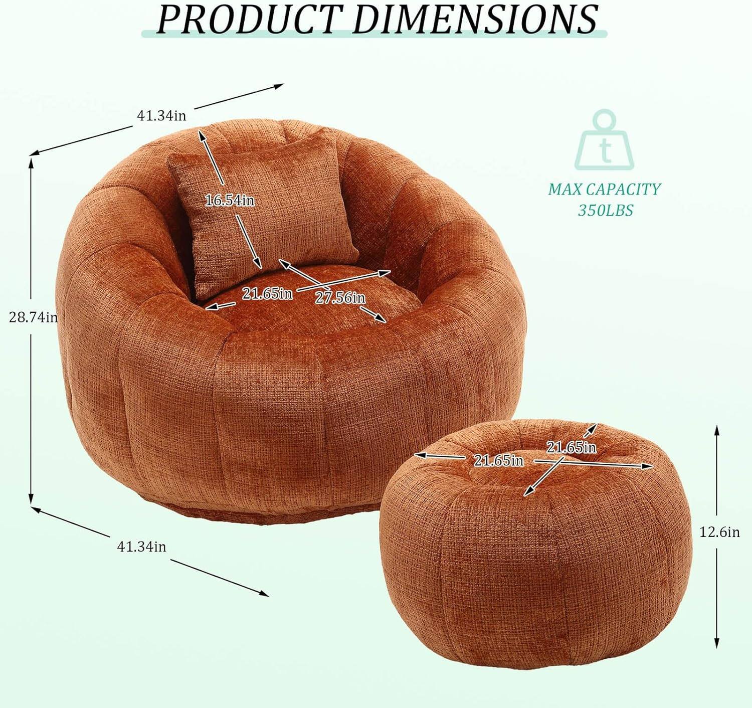 PRODUCT DIMENSIONS  
41.34in x 16.54in x 28.74in x 27.56in x 21.65in x 21.65in x 41.34in x 12.6in  
MAX CAPACITY 350LBS