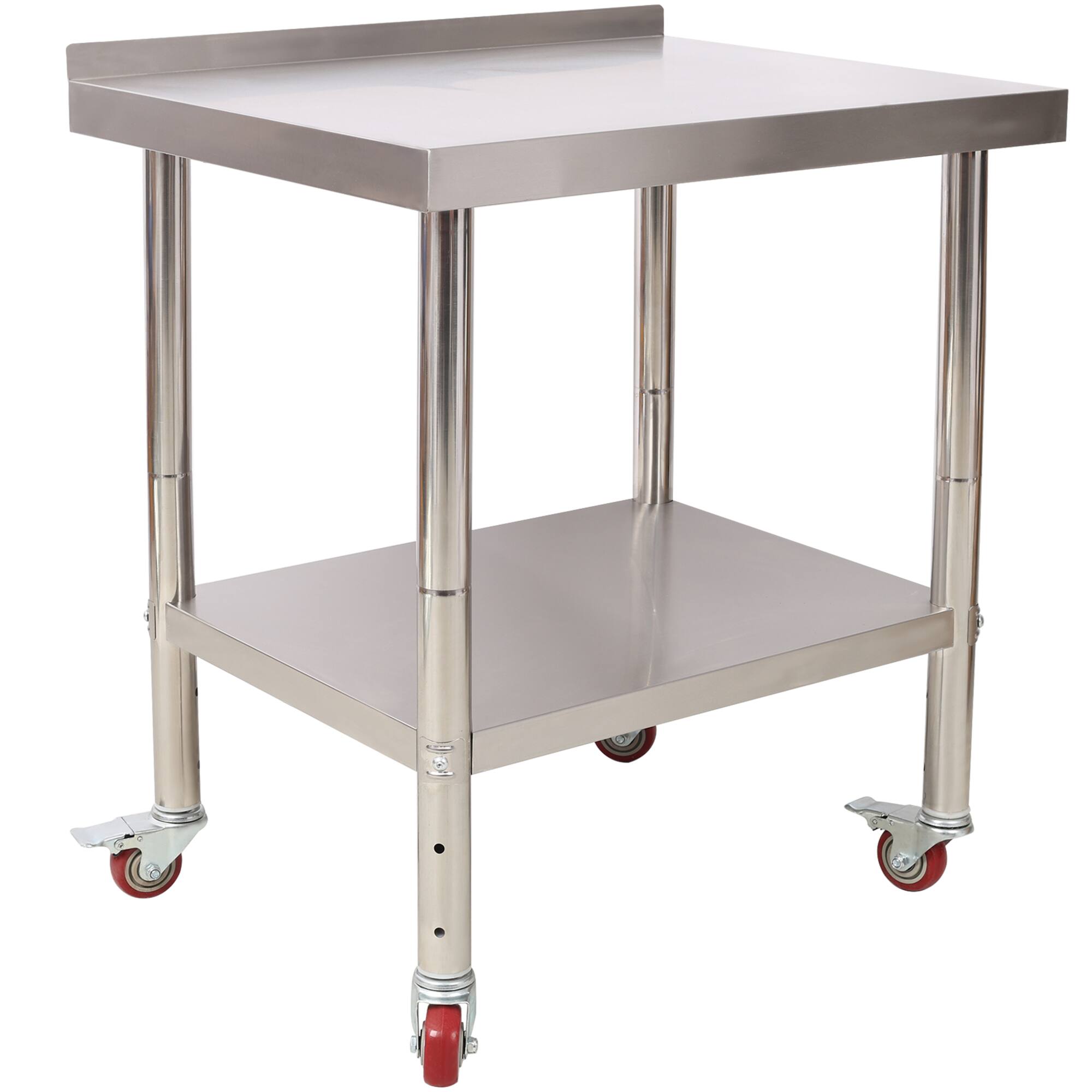 Front. ELEMENT ACE - Stainless Steel Commercial Prep Table with Adjustable Undershelf and Casters for Kitchen Workstation - Silver.