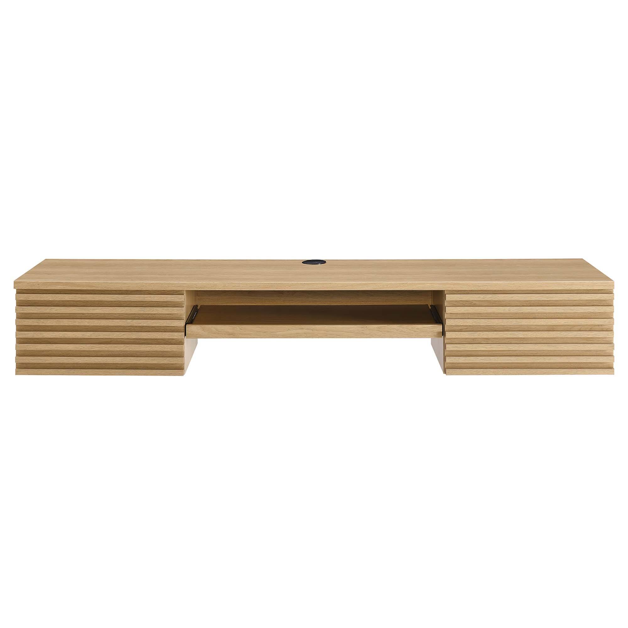 Alt View 2. Modway - Render Wall Mount Wood Office Desk by Modway - Oak.