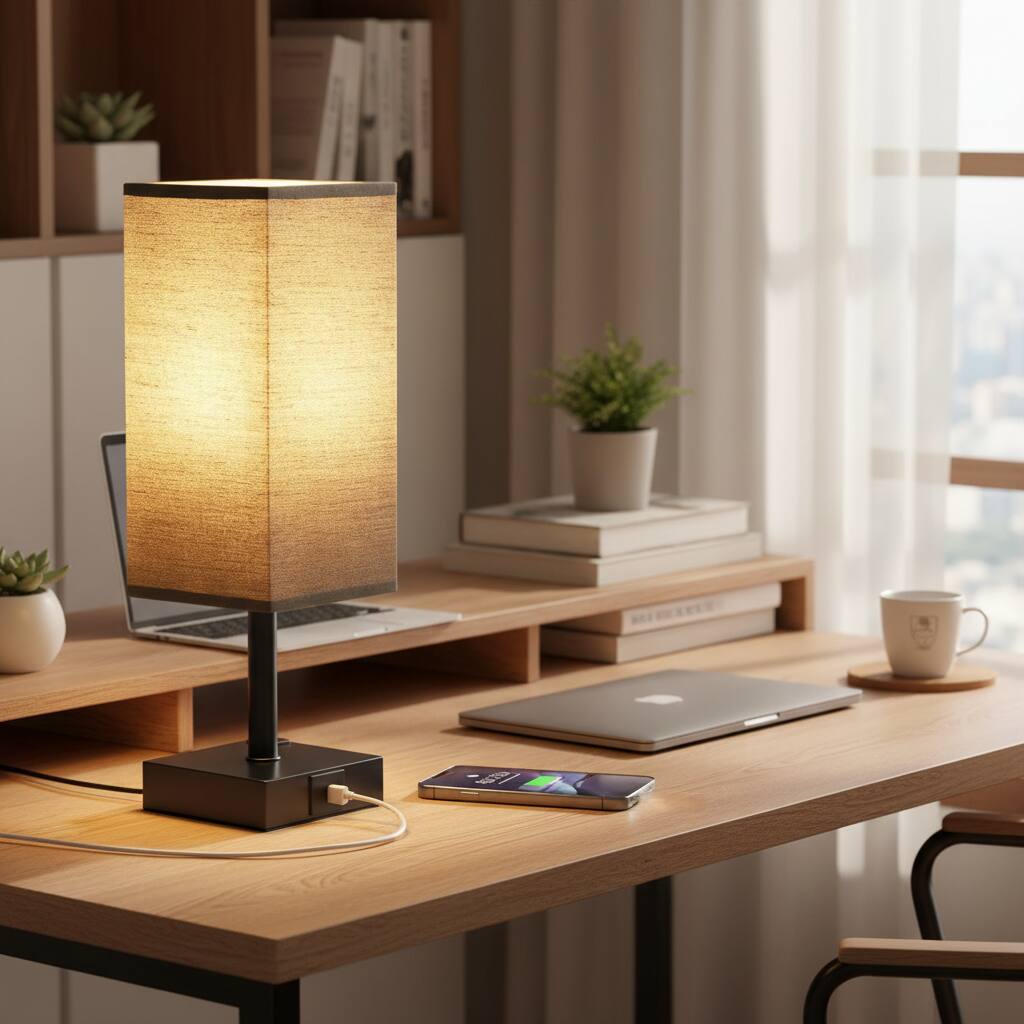 Alt View 1. Dazzed Corner - 3-Way Dimmable Touch Table Lamp with USB & AC Ports, E26 LED Bulb - Black.