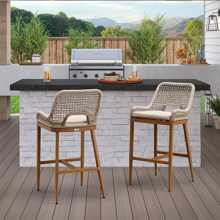 PURPLE LEAF - Outdoor Bar Stool Set of 2, Wicker Rattan Bar stools with Back Aluminum Outside Garden Patio Bar Chairs - Plaid-Bar Height price history on PriceWatchPro