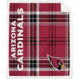 Pegasus - Arizona Cardinals Team 50'' x 60'' Plaid Ultra Fleece Sherpa Throw Blanket - Multicolor