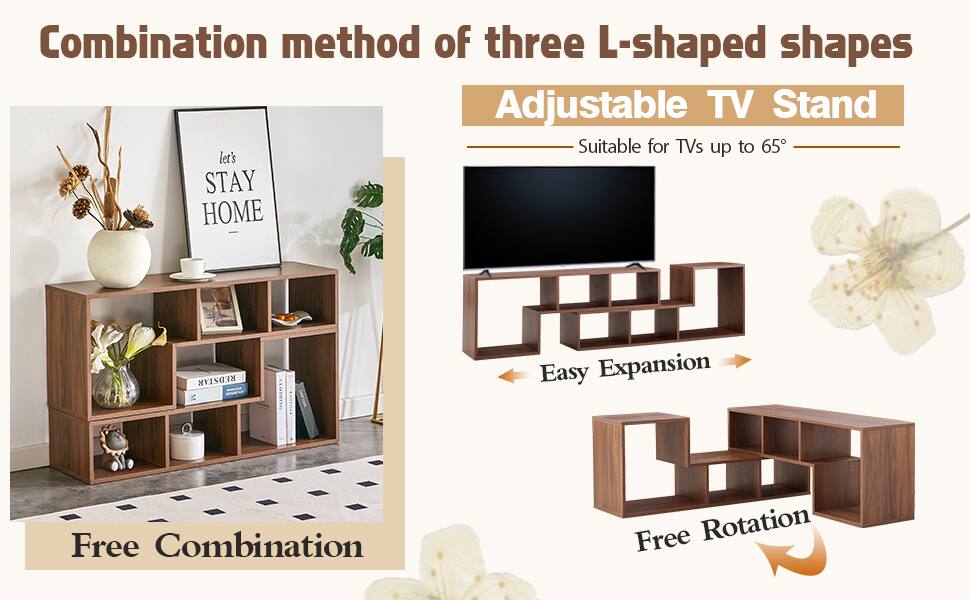Combination method of three L-shaped shapes Adjustable TV Stand Suitable for TVs up to 65" let's STAY HOME - REDSTAR CLOTHING Easy Expansion Free Combination Free Rotation