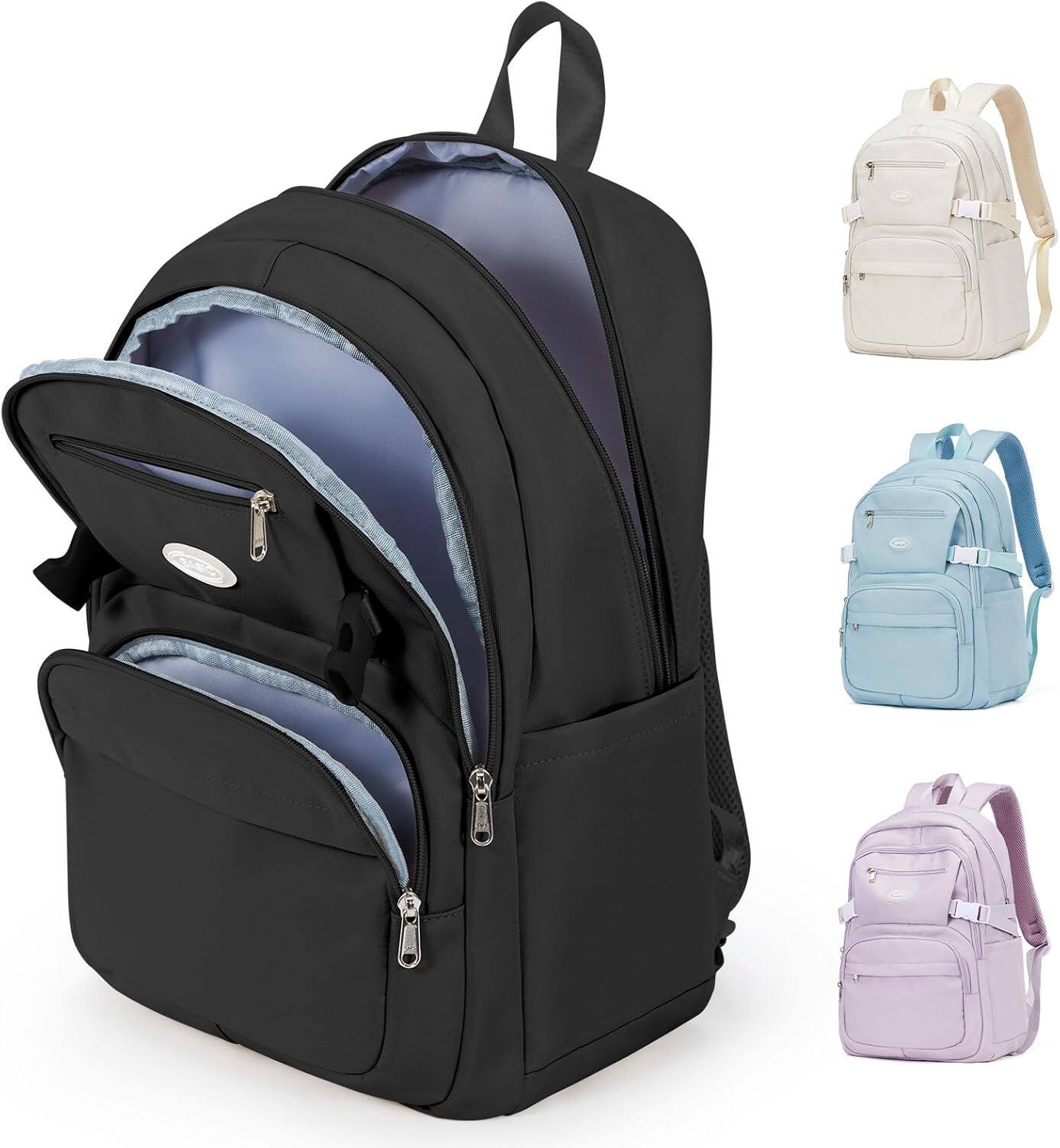 Front. Live At Space - Lightweight Backpack College School Pockets Girls Boys, Large Capacity Bookbag Women Waterproof Teens Casual Daypack - G1-black.