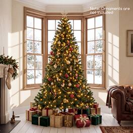 Costway - 7.5 ft Smart Christmas Tree with Remote & APP 450 Pre-Lit RGB LED Lights Music Sync - Green
