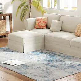 Homcom - Rug 5x7, Machine Washable Rug, Non-Slip Modern Abstract Floor Carpet for Living Room, Bedroom - Blue