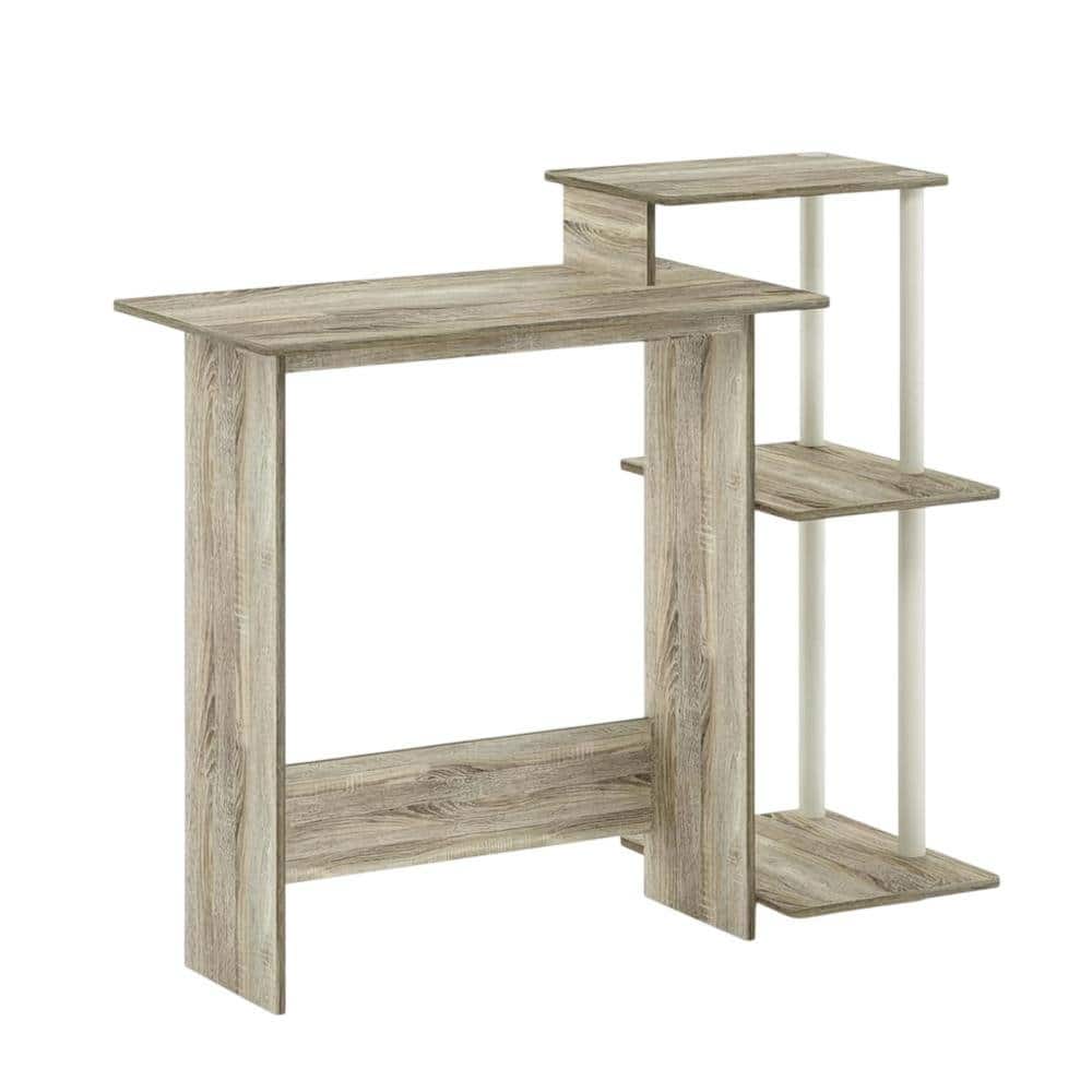 BisonOffice - White Laptop Desk for Home Office - Compact Workspace Office Furniture - Sonoma Oak/White