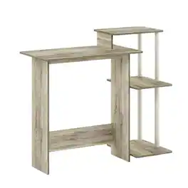 BisonOffice - White Laptop Desk for Home Office - Compact Workspace Office Furniture - Sonoma Oak/White