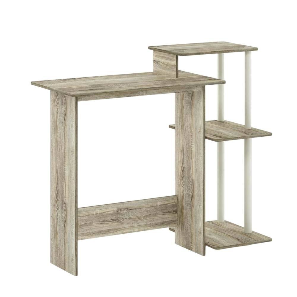 Front. BisonOffice - White Laptop Desk for Home Office - Compact Workspace Office Furniture - Sonoma Oak/White.
