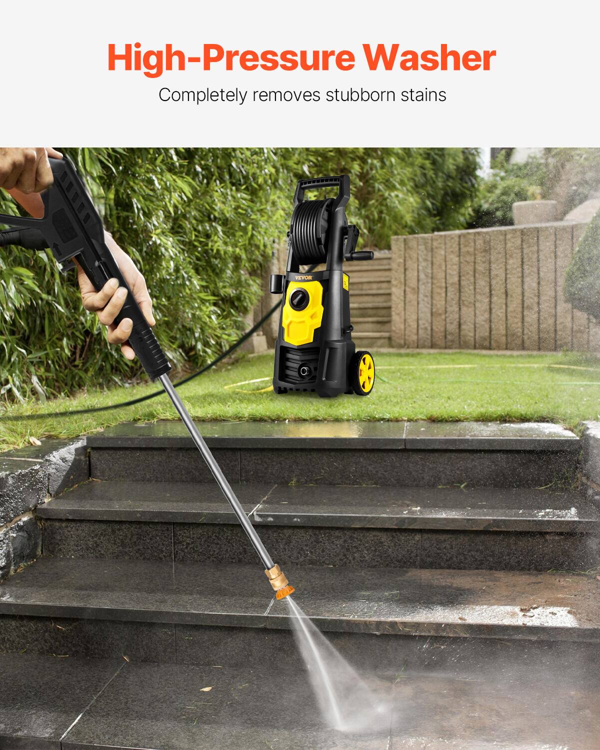 High-Pressure Washer  
Completely removes stubborn stains