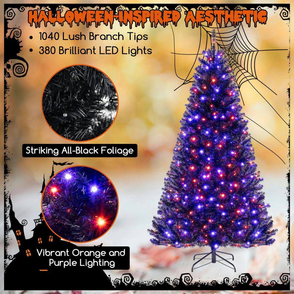 Halloween-Inspired Aesthetic

- 1040 Lush Branch Tips
- 380 Brilliant LED Lights

Striking All-Black Foliage

Vibrant Orange and Purple Lighting