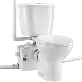 VEVOR - Macerating Toilet System with Powerful 800W Macerator Pump, Rear Discharge and Upflush Toilet For Basement - White