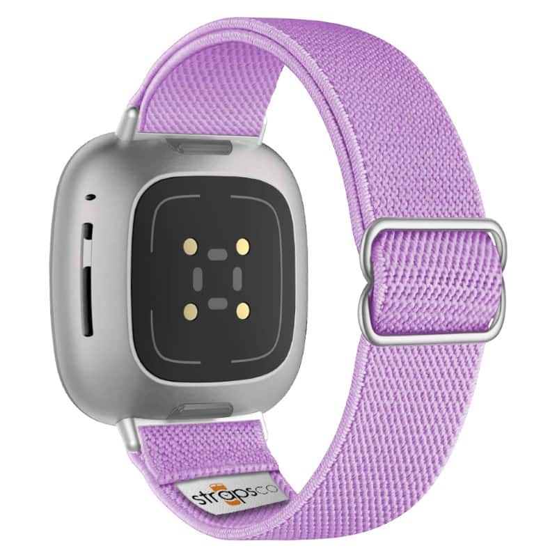 Photos - Smartwatches Fitbit StrapsCo - Nylon Stretch Watch Band Strap For  Sense 2 - Lavender  s2.ny100.18b.20.fvs.ss (Silver Hardware)