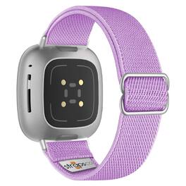 StrapsCo - Nylon Stretch Watch Band Strap For Fitbit Versa 4 - (Silver Hardware)