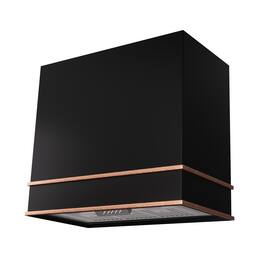 Akicon - 36 inches - Externally Vented - Wall Range Hood - Black with Copper