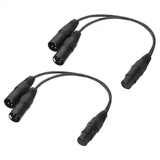 Front. Unique Bargains - 2pcs 3-Pin XLR Splitter Cable, 1 Female to 2 Male Y Cable for Balanced Audio, Mixers, Microphones - Black.
