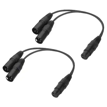 Front. Unique Bargains - 2pcs 3-Pin XLR Splitter Cable, 1 Female to 2 Male Y Cable for Balanced Audio, Mixers, Microphones - Black.