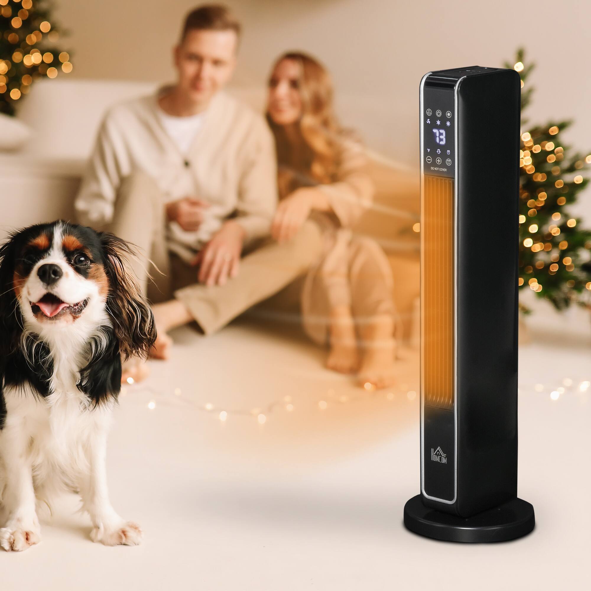 Alt View 5. Breezary - 2-in-1 Portable Electric Tower Heater with Oscillation, Remote Control, 8H Timer, 3 Modes, 750W/1500W - Black Electric Tower Heater.