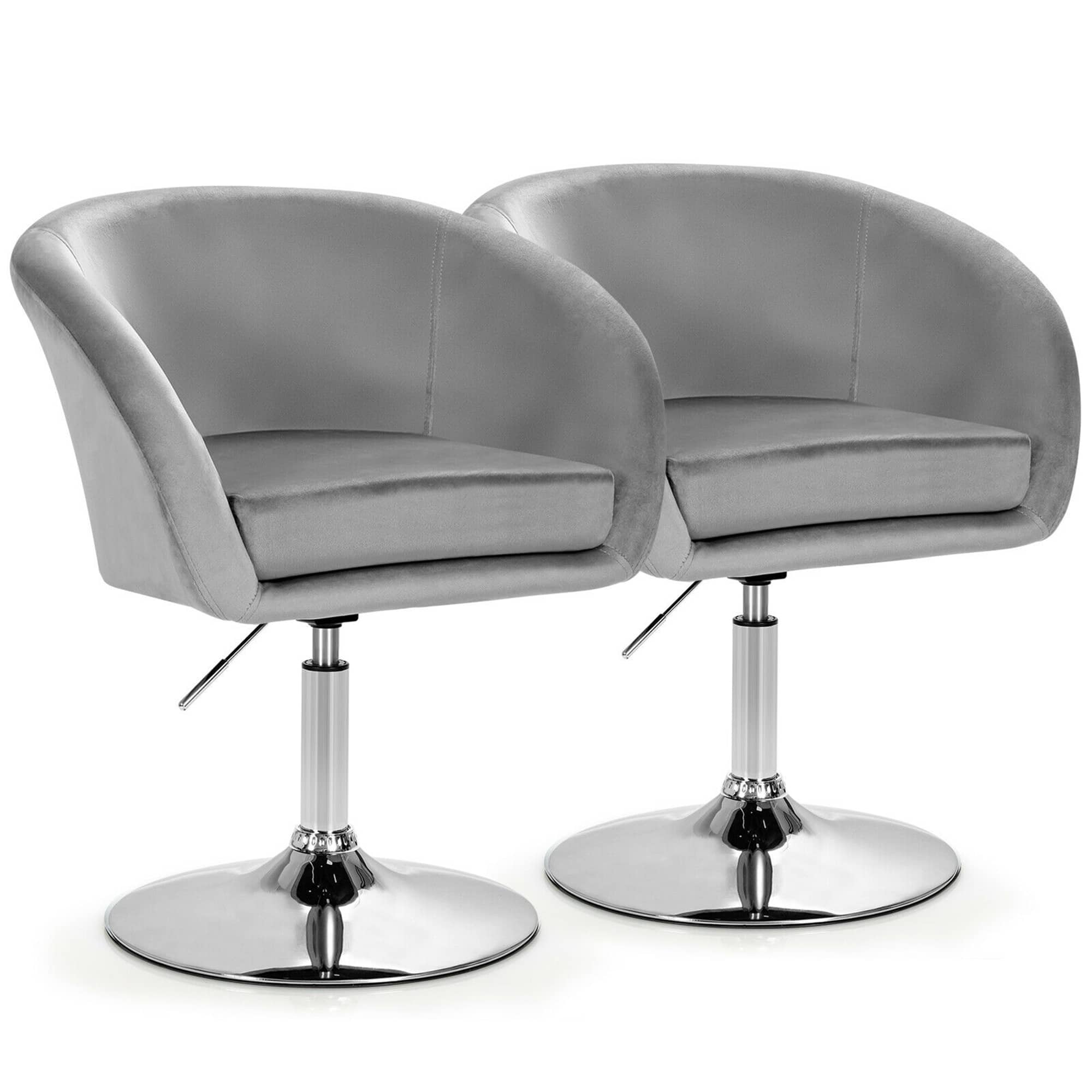 Gymax - Set of 2 Modern Velvet Chair Height Adjustable Bar Stool Swivel Grey - Gray price history on PriceWatchPro